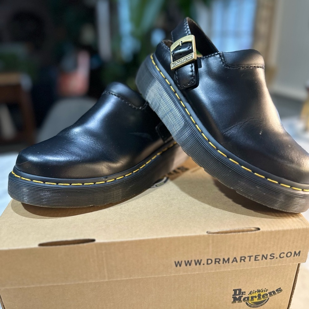 Dr. Martens Black Buckle Slip-Ons